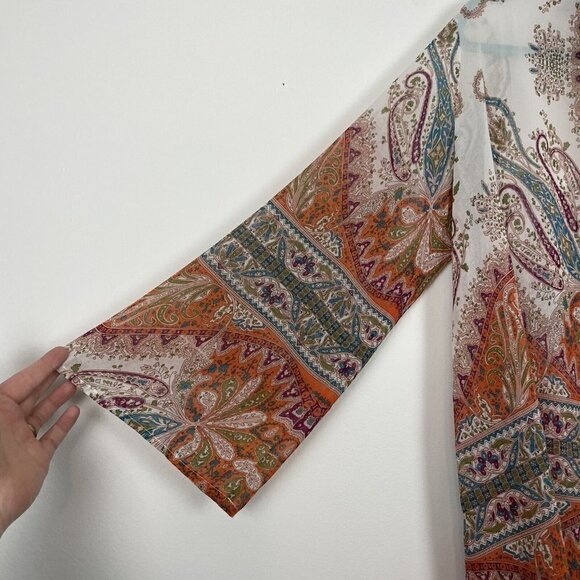 Soft Surroundings Multi colored sheer cardigan / coverup Paisley Print Size Smal - Picture 2 of 7